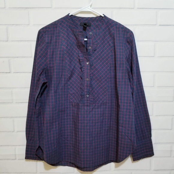 J. Crew Ruffle Popover in windowpane - Picture 2 of 8
